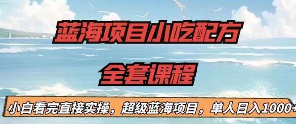 蓝海项目小吃配方全套课程，小白看完直接实操，单人日入1000+-虫2小屋