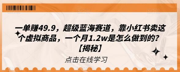 一单赚49.9，超级蓝海赛道，靠小红书卖这个虚拟商品，一个月1.2w是怎么做到的？-虫2小屋