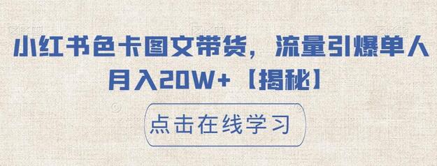 小红书色卡图文带货，流量引爆单人月入20W+-虫2小屋