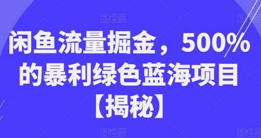 闲鱼流量掘金，500%的暴利绿色蓝海项目-虫2小屋