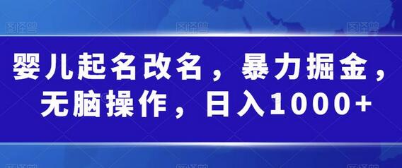 婴儿起名改名，暴力掘金，无脑操作，日入1000+-虫2小屋