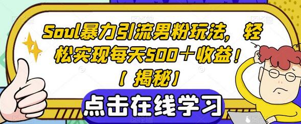 Soul暴力引流男粉玩法，轻松实现每天500＋收益！-虫2小屋