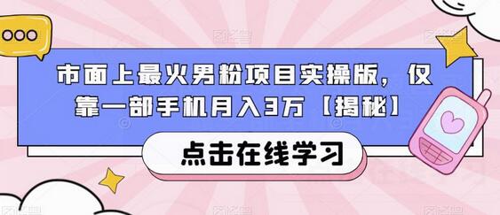 市面上最火男粉项目实操版，仅靠一部手机月入3万-虫2小屋