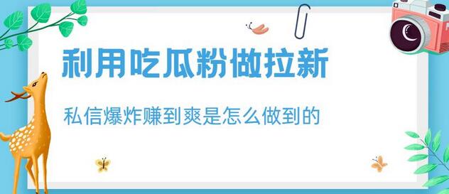 利用吃瓜粉做拉新，私信爆炸日入1000+赚到爽是怎么做到的-虫2小屋