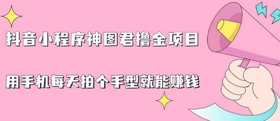 抖音小程序神图君撸金项目，用手机每天拍个手型挂载一下小程序就能赚钱-虫2小屋