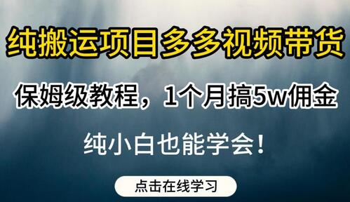 纯搬运项目多多视频带货保姆级教程，1个月搞5w佣金，纯小白也能学会-虫2小屋