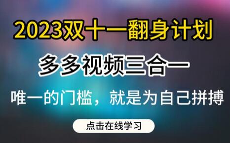 2023双十一翻身计划，多多视频带货三合一玩法教程-虫2小屋