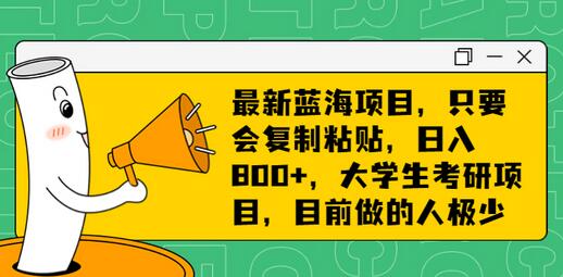 最新蓝海项目，只要会复制粘贴，日入800+，大学生考研项目，目前做的人极少-虫2小屋
