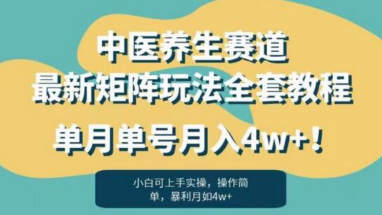暴利赛道中医养生赛道最新矩阵玩法，单月单号月入4w+！-虫2小屋