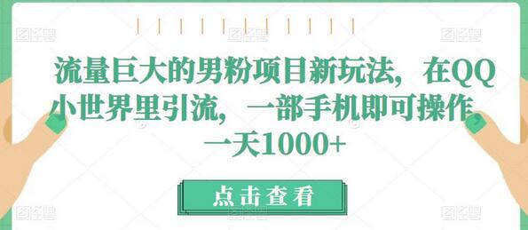 流量巨大的男粉项目新玩法，在QQ小世界里引流，一部手机即可操作，一天1000+-虫2小屋