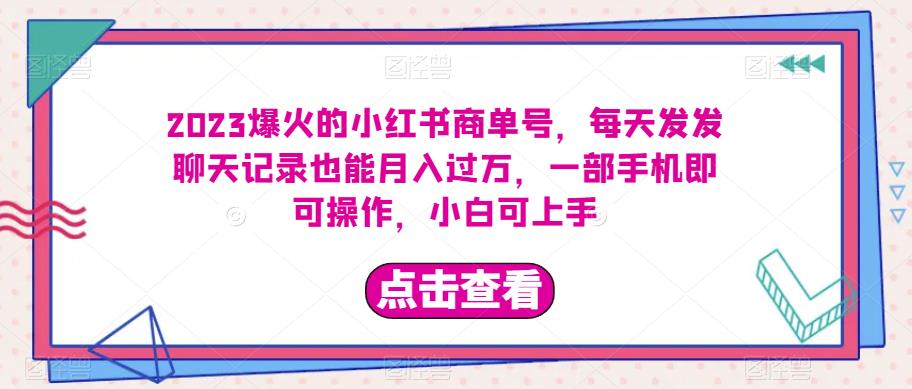2023爆火的小红书商单号，每天发发聊天记录也能月入过万，一部手机即可操作，小白可上手-虫2小屋
