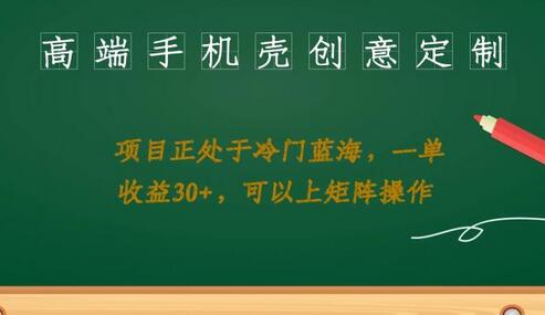 高端手机壳创意定制，项目正处于蓝海，每单收益30+，可以上矩阵操作-虫2小屋