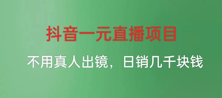 抖音一元直播项目，不用真人出镜，日销几千块钱-虫2小屋