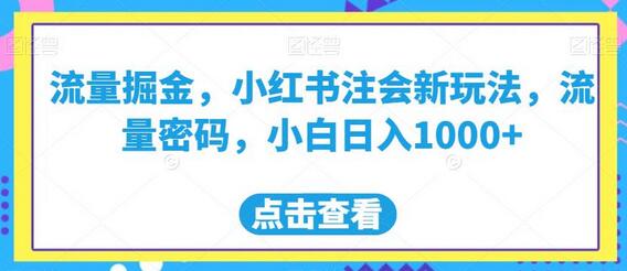 流量掘金，小红书注会新玩法，流量密码，小白日入1000+-虫2小屋