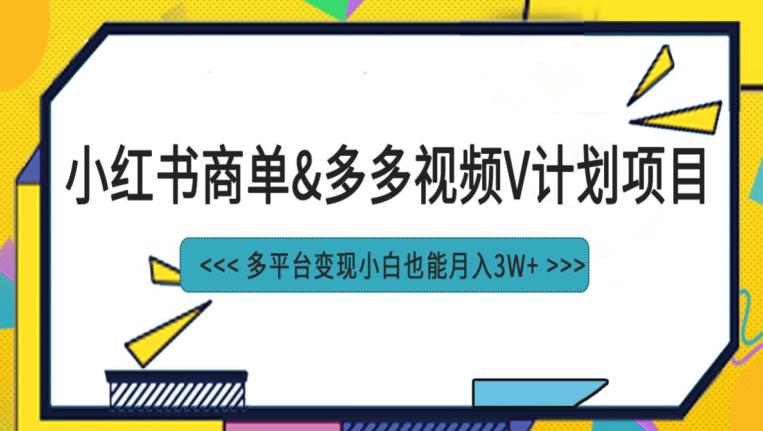 小红书商单最新升级玩法结合多多视频v计划多平台变现-虫2小屋