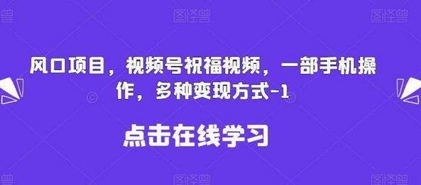 新风口项目，视频号祝福视频，一部手机操作，多种变现方式-虫2小屋