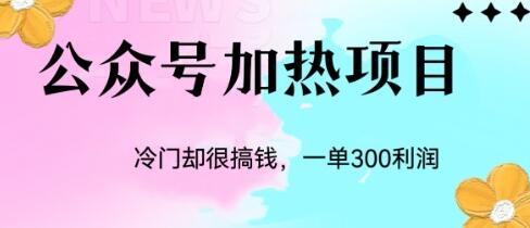冷门公众号加热项目，一单利润300+-虫2小屋