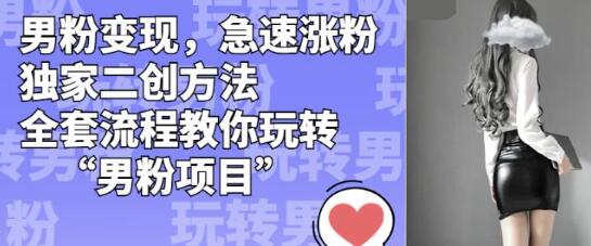 男粉变现，急速涨粉独家二创方法，全套流程教你玩转“男粉项目”-虫2小屋