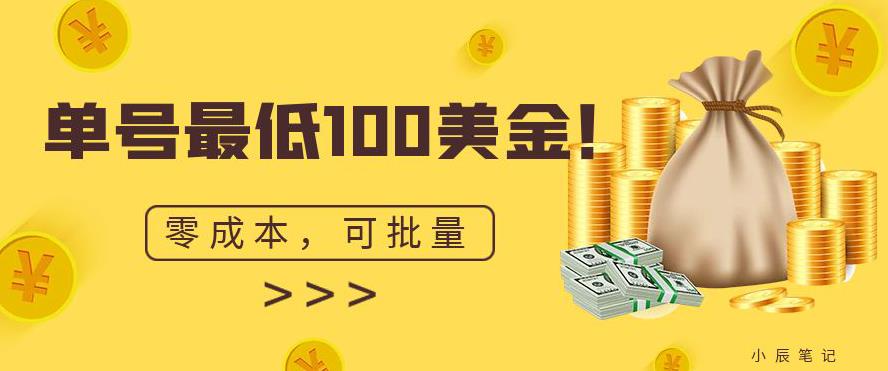 单号最低100美金，零成本，小白无脑操作，可复制，可扩大-虫2小屋
