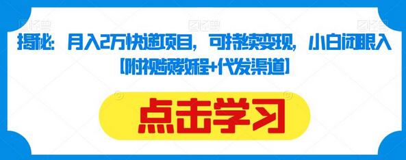 揭秘：月入2万快递项目，可持续变现，小白闭眼入【附视频教程+代发渠道】-虫2小屋