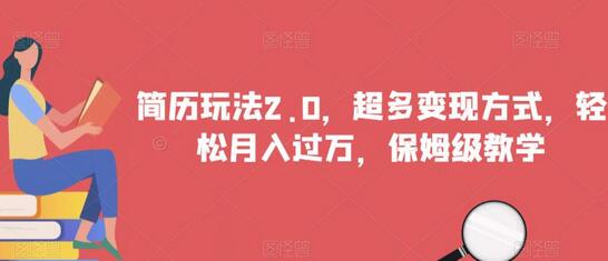 简历玩法2.0，超多变现方式，轻松月入过万，保姆级教学-虫2小屋