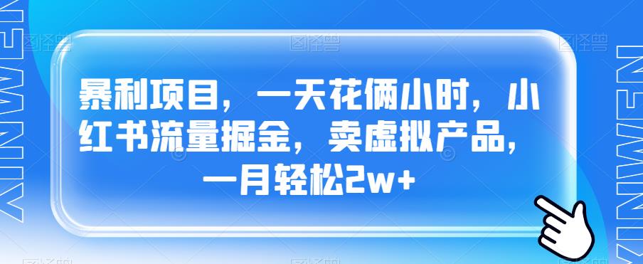 暴利项目，一天花俩小时，小红书流量掘金，卖虚拟产品，一月轻松2w+-虫2小屋