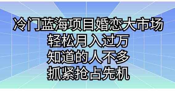 冷门蓝海项目婚恋大市场，轻松月入过万，知道的人不多，抓紧抢占先机-虫2小屋