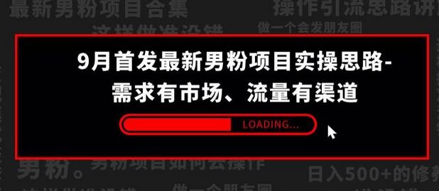 9月首发最新男粉项目实操思路-需求有市场，流量有渠道-虫2小屋