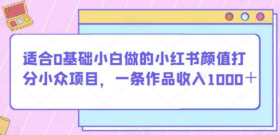 适合0基础小白做的小红书颜值打分小众项目，一条作品收入1000＋-虫2小屋
