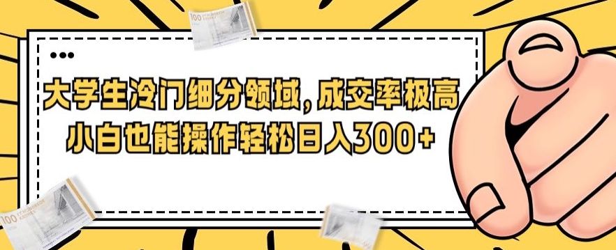 一个大学生冷门细分领域，成交率极高，小白也能操作，轻松日入300+-虫2小屋