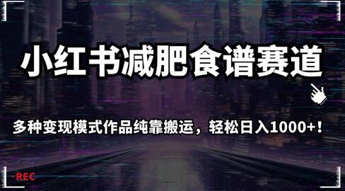 小红书减肥食谱赛道，多种变现模式作品纯靠搬运，轻松日入1000+-虫2小屋