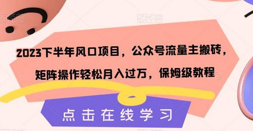 2023下半年风口项目，公众号流量主搬砖，矩阵操作轻松月入过万，保姆级教程-虫2小屋
