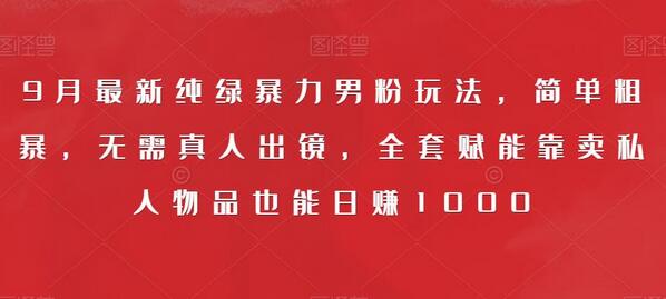 9月最新纯绿暴力男粉玩法，简单粗暴，无需真人出镜，全套赋能靠卖私人物品也能日赚1000-虫二网创