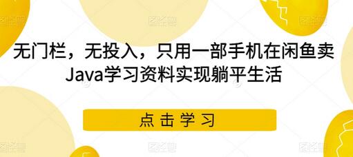 无门栏，无投入，只用一部手机在闲鱼卖Java学习资料实现躺平生活-虫2小屋