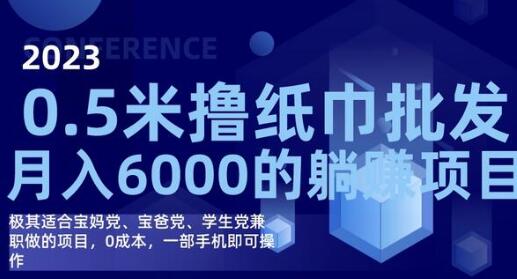 撸纸巾批发躺赚项目，0成本，一部手机无脑操作，月入6000+-虫2小屋