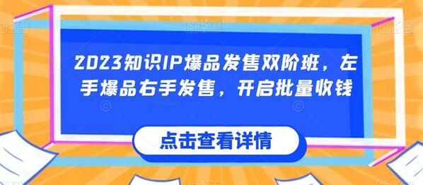 2023知识IP爆品发售双阶班，左手爆品右手发售，开启批量收钱-虫2小屋