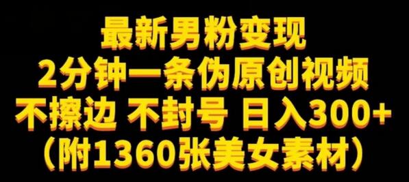 最新男粉变现，不擦边，不封号，日入300+（附1360张美女素材）-虫2小屋