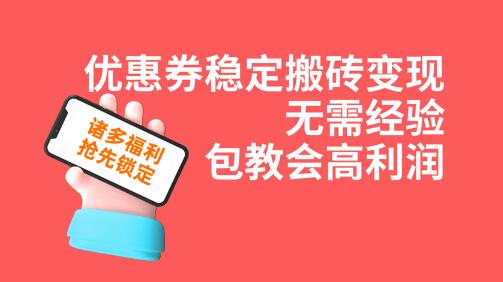 优惠券稳定搬砖变现，无需经验，高利润，详细操作教程！-虫2小屋