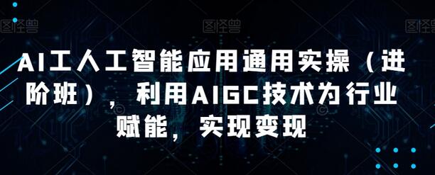 AI工人工智能应用通用实操（进阶班），利用AIGC技术为行业赋能，实现变现-虫2小屋