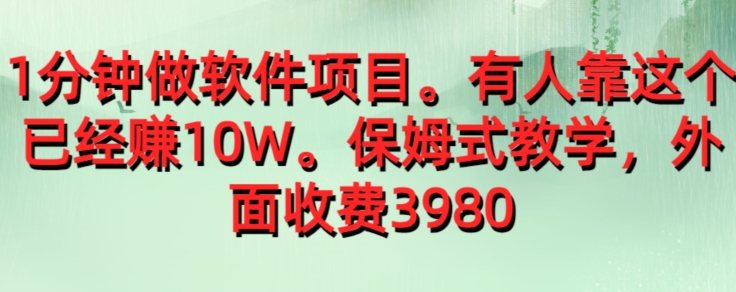 外面收费39801分钟做软件项目，有人靠这个已经赚10W，保姆式教学-虫2小屋