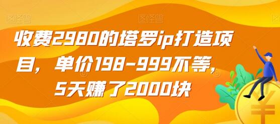 收费2980的塔罗ip打造项目，单价198-999不等，5天赚了2000块-虫2小屋