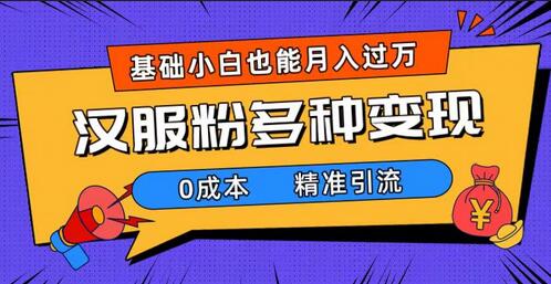 一部手机精准引流汉服粉，0成本多种变现方式，小白月入过万（附素材+工具）-虫2小屋