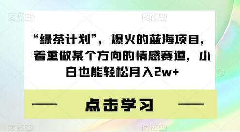 “绿茶计划”，爆火的蓝海项目，着重做某个方向的情感赛道，小白也能轻松月入2w+-虫2小屋