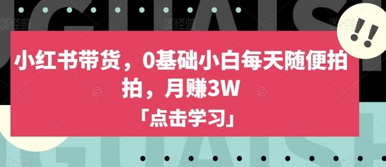 小红书带货，0基础小白每天随便拍拍，月赚3W-虫2小屋