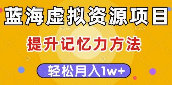 蓝海虚拟资源项目，提升记忆力方法，多种变现方式，轻松月入1w+-虫2小屋