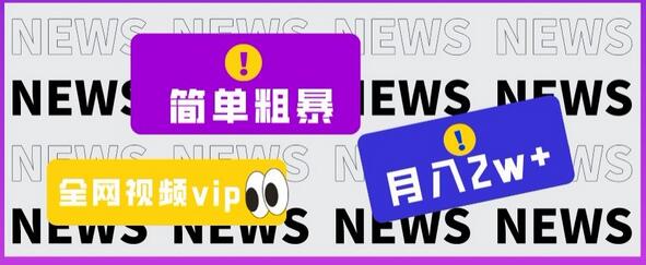 简单粗暴零成本，高回报，全网视频VIP掘金项目，月入2万＋-虫2小屋