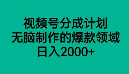 视频号分成计划，无脑制作的爆款领域，日入2000+-虫2小屋