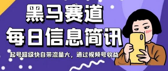 黑马赛道每日信息简讯，起号超级快自带流量大，通过视频号收益-虫2小屋