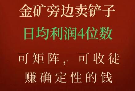 金矿旁边卖铲子，赚确定性的钱，可矩阵，可收徒，日均利润4位数-虫2小屋