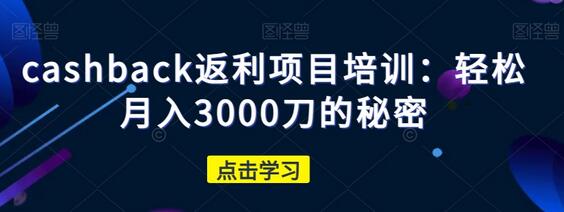 cashback返利项目培训：轻松月入3000刀的秘密-虫2小屋